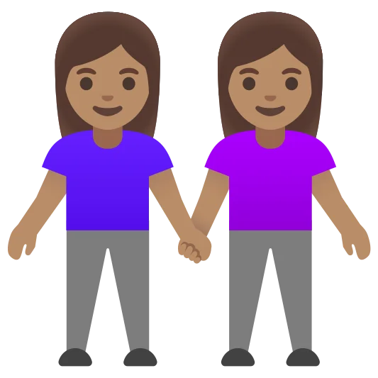The women holding hands: medium skin tone emoji.