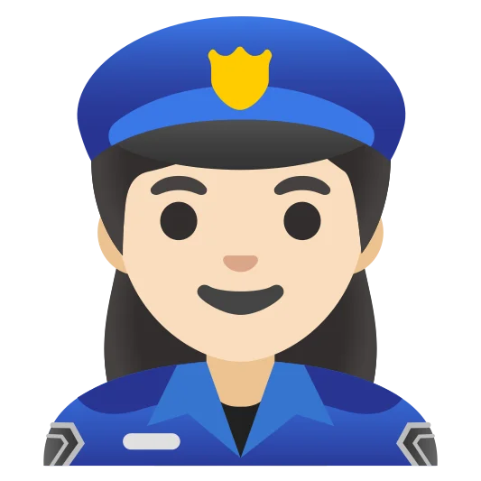 The woman police officer: light skin tone emoji.