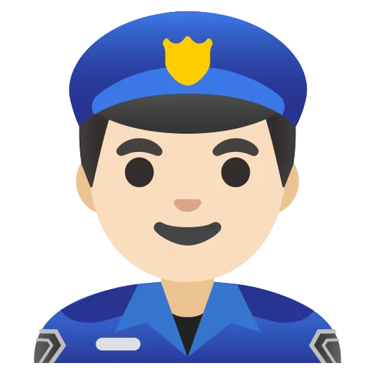 The man police officer: light skin tone emoji.