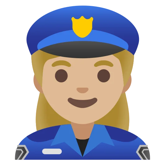 The woman police officer: medium-light skin tone emoji.
