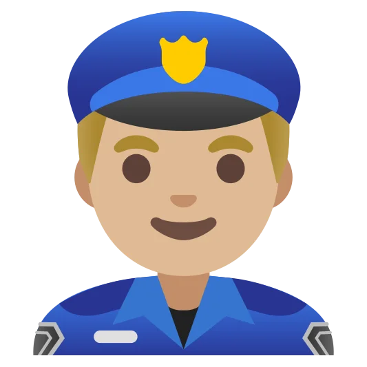 The man police officer: medium-light skin tone emoji.