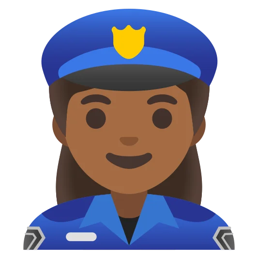 The woman police officer: medium-dark skin tone emoji.