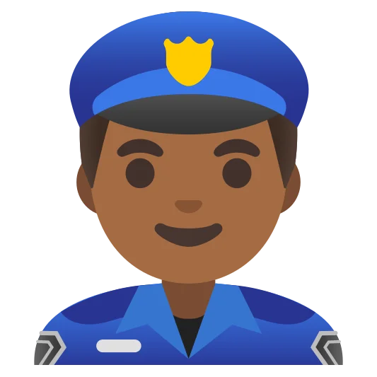 The man police officer: medium-dark skin tone emoji.