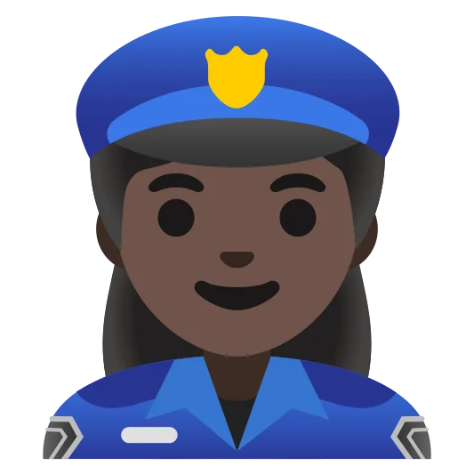 The woman police officer: dark skin tone emoji.