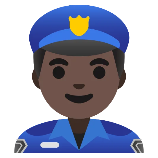 The man police officer: dark skin tone emoji.
