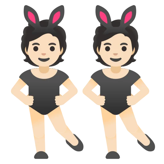 The people with bunny ears: light skin tone emoji.