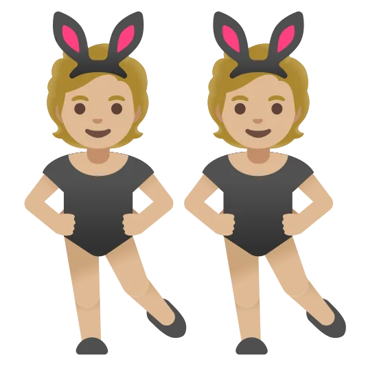 The people with bunny ears: medium-light skin tone emoji.