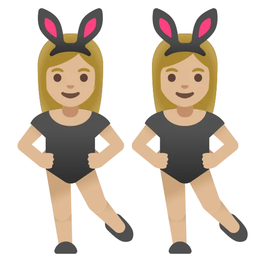 The women with bunny ears: medium-light skin tone emoji.