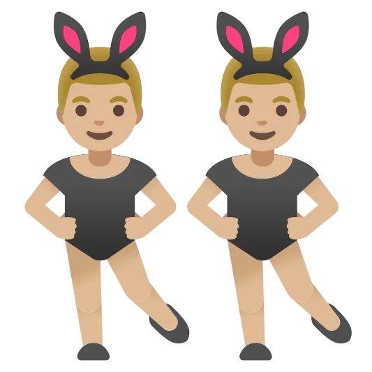 The men with bunny ears: medium-light skin tone emoji.
