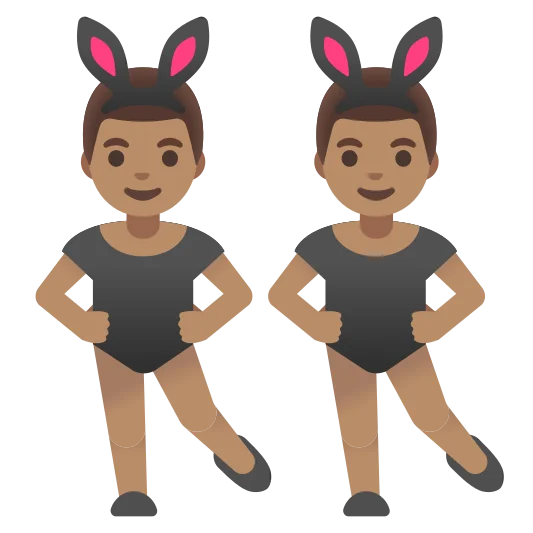 The men with bunny ears: medium skin tone emoji.