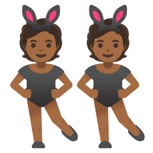 The people with bunny ears: medium-dark skin tone emoji.