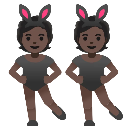 The people with bunny ears: dark skin tone emoji.