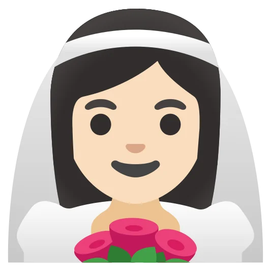 The woman with veil: light skin tone emoji.