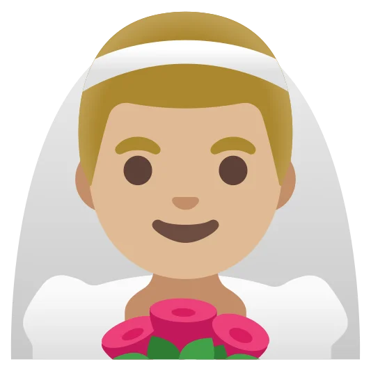 The man with veil: medium-light skin tone emoji.