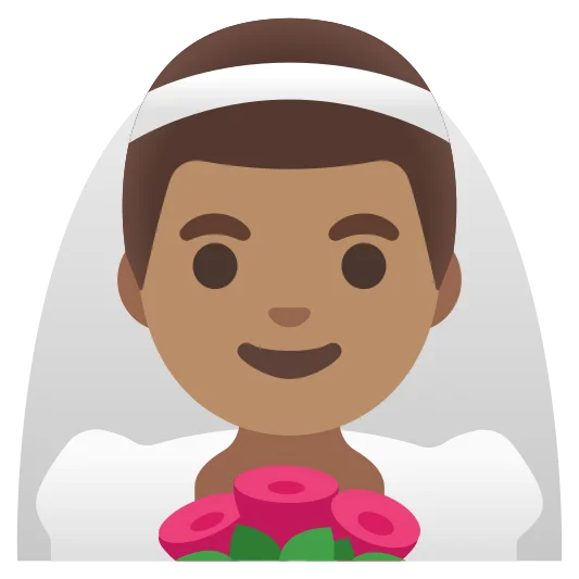The man with veil: medium skin tone emoji.