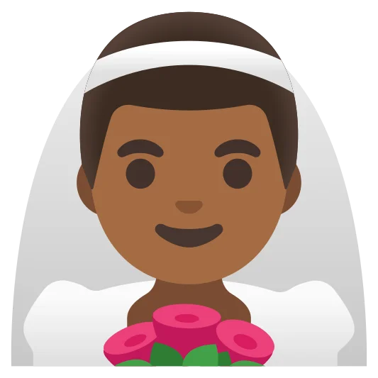 The man with veil: medium-dark skin tone emoji.