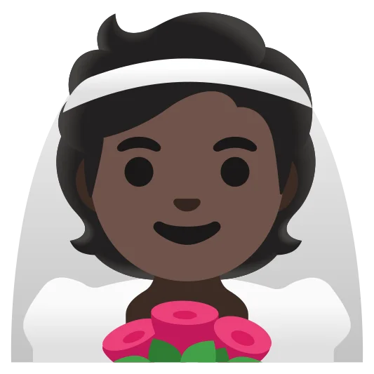 The person with veil: dark skin tone emoji.