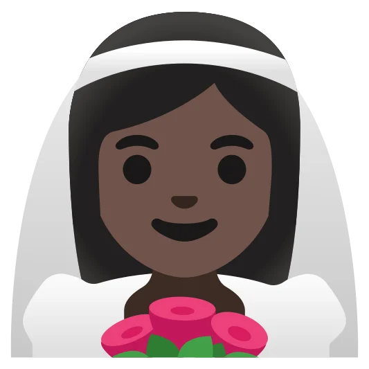 The woman with veil: dark skin tone emoji.