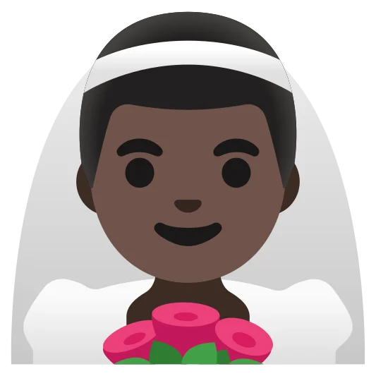 The man with veil: dark skin tone emoji.