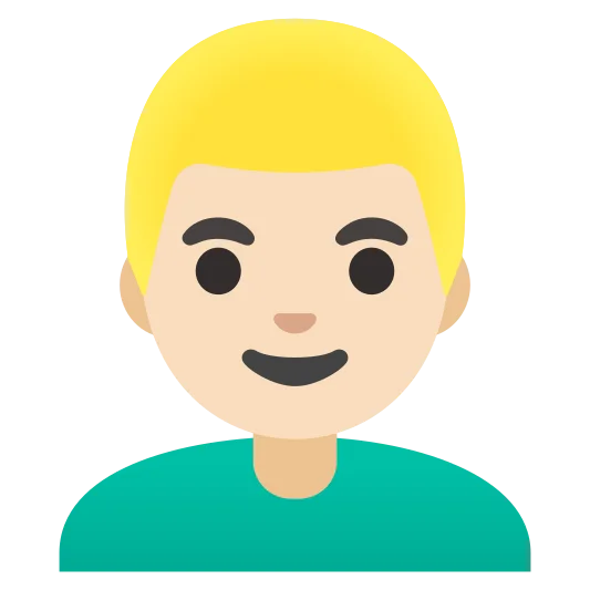 The man: blond hair: light skin tone emoji.