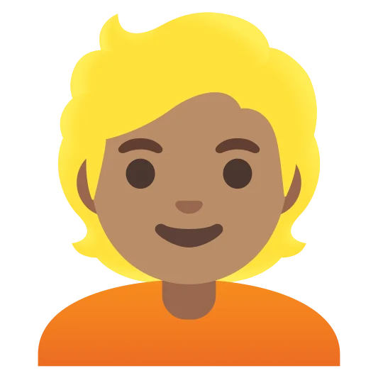 The person: blond hair: medium skin tone emoji.