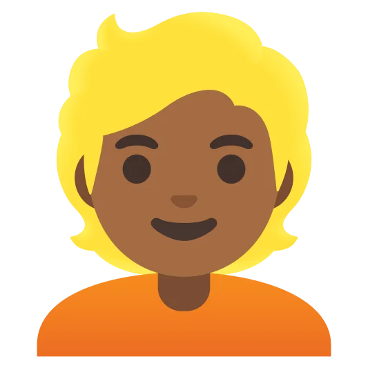 The person: blond hair: medium-dark skin tone emoji.