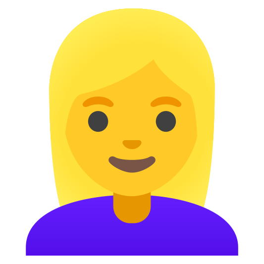 The woman: blond hair emoji.
