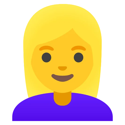 The woman: blond hair emoji.