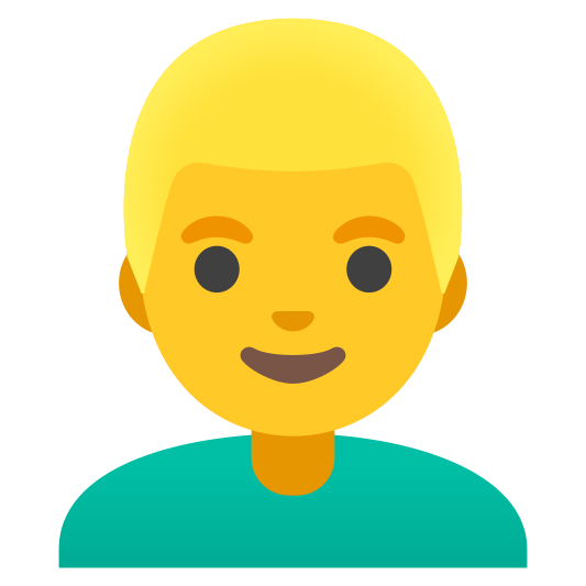 The man: blond hair emoji.