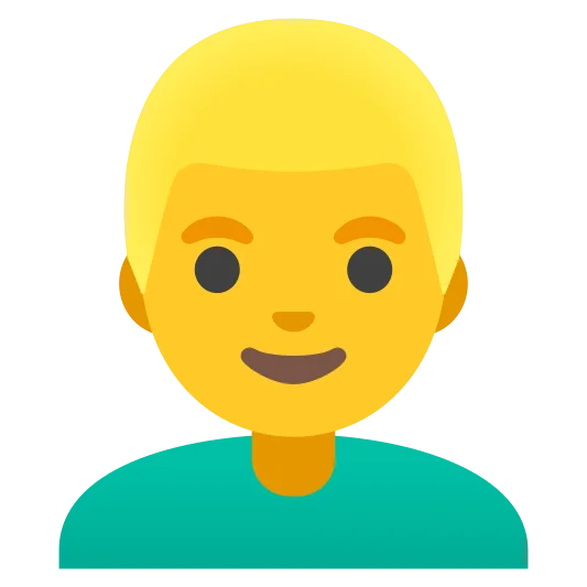 The man: blond hair emoji.