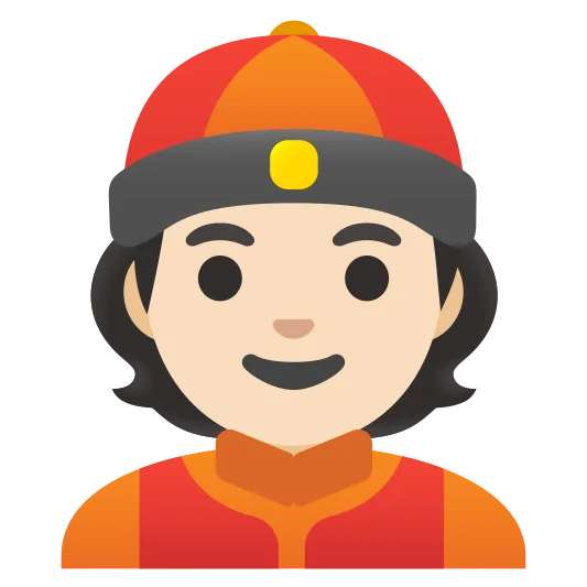 The person with skullcap: light skin tone emoji.