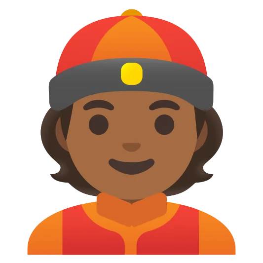 The person with skullcap: medium-dark skin tone emoji.