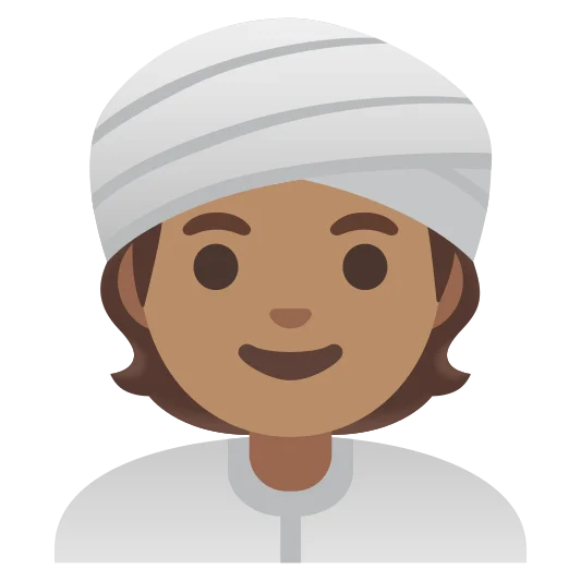 The person wearing turban: medium skin tone emoji.