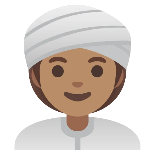 The woman wearing turban: medium skin tone emoji.