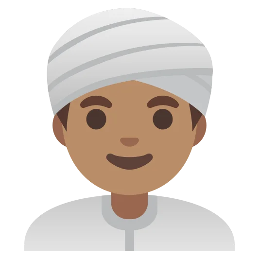 The man wearing turban: medium skin tone emoji.