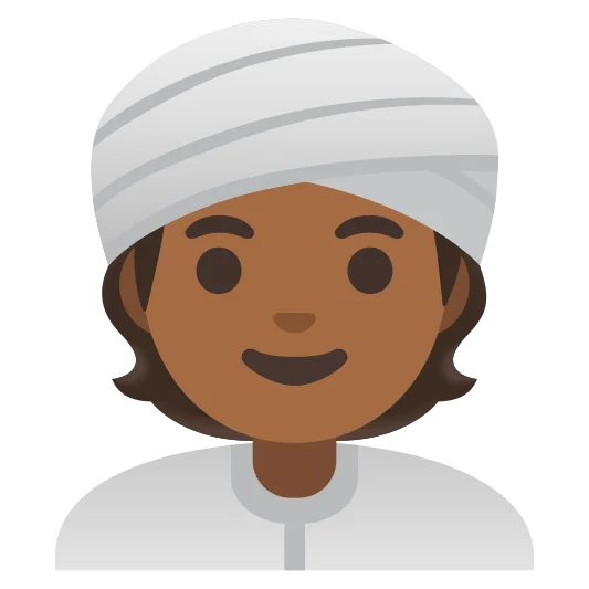 The person wearing turban: medium-dark skin tone emoji.