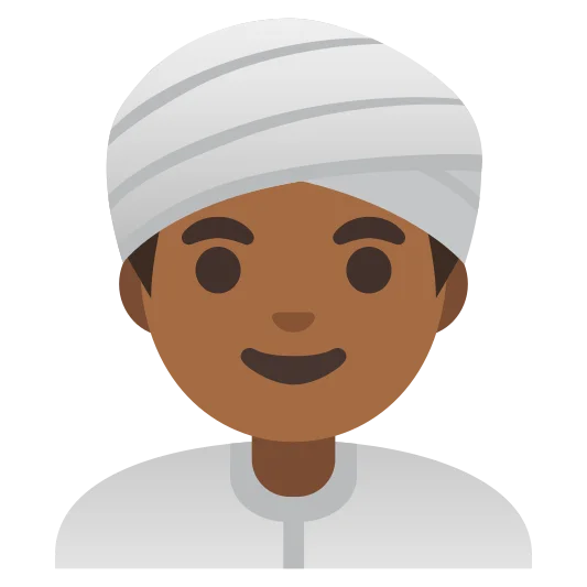 The man wearing turban: medium-dark skin tone emoji.