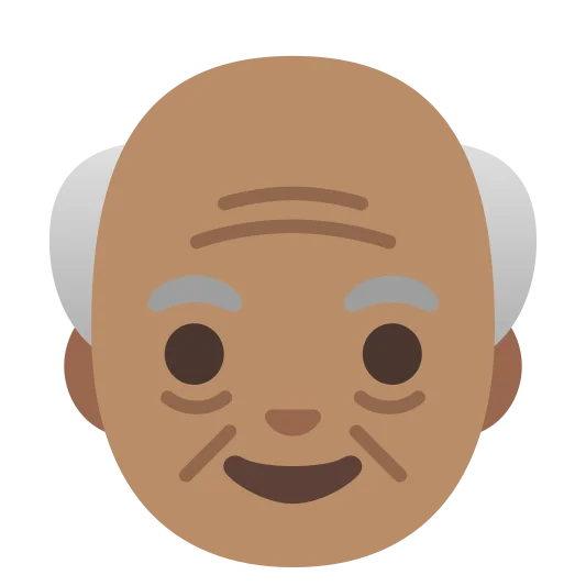 The old man: medium skin tone emoji.