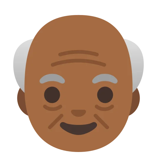The old man: medium-dark skin tone emoji.