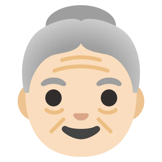 The old woman: light skin tone emoji.