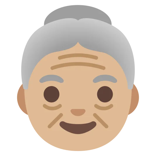 The old woman: medium-light skin tone emoji.