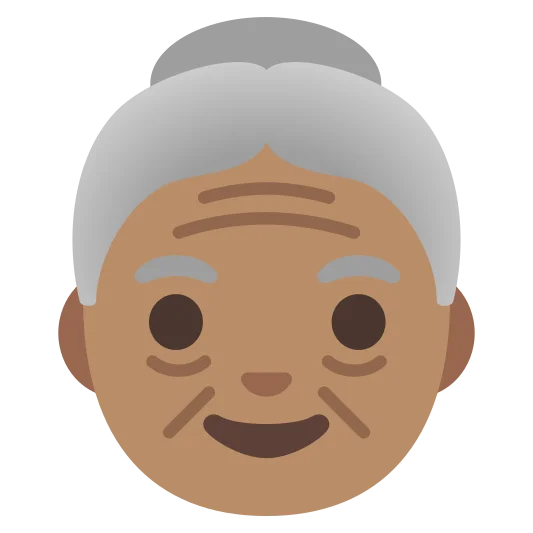 The old woman: medium skin tone emoji.