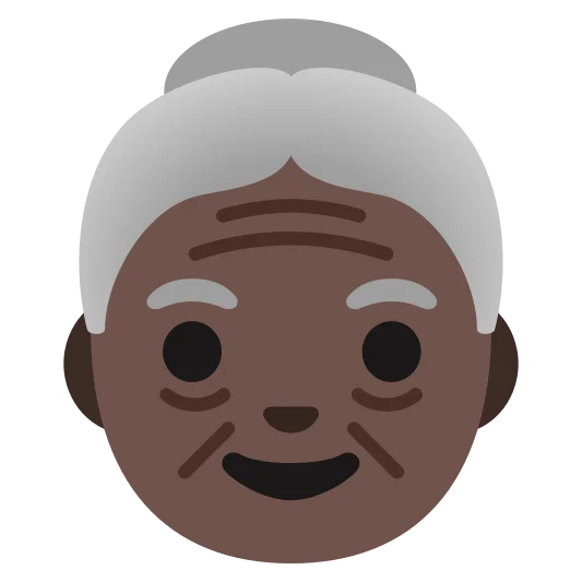 The old woman: dark skin tone emoji.