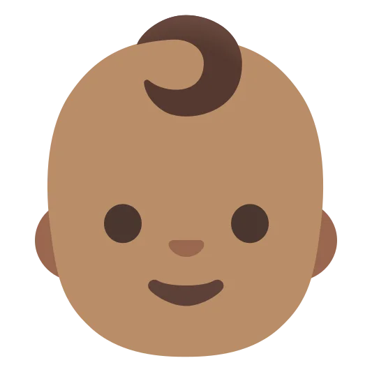 The baby: medium skin tone emoji.