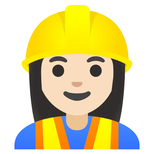 The woman construction worker: light skin tone emoji.