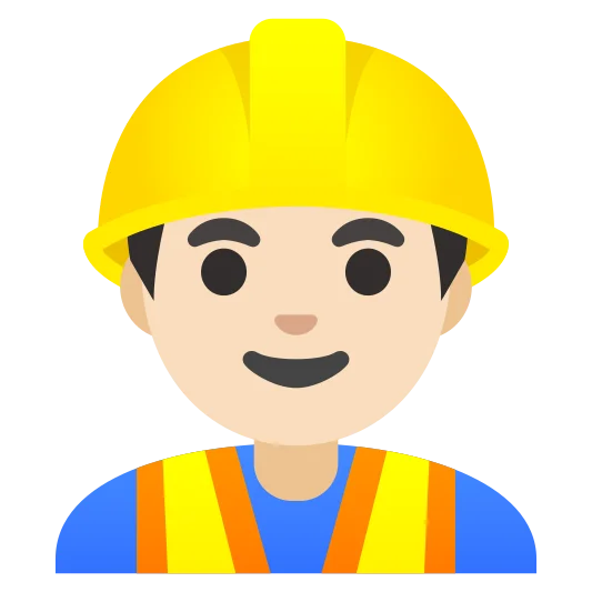 The man construction worker: light skin tone emoji.