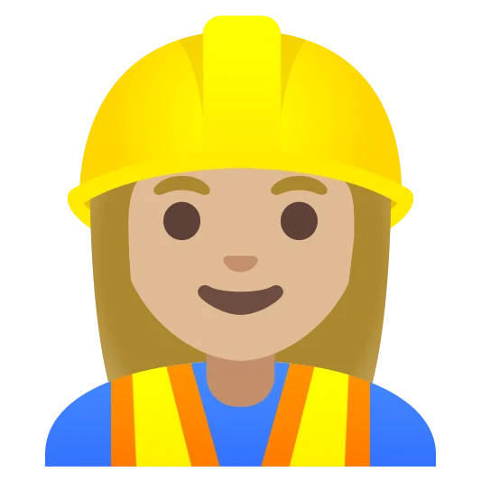 The woman construction worker: medium-light skin tone emoji.