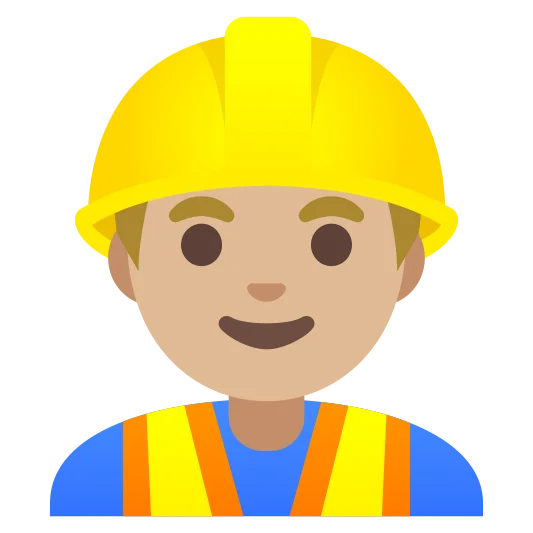 The man construction worker: medium-light skin tone emoji.