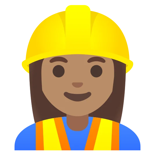 The woman construction worker: medium skin tone emoji.