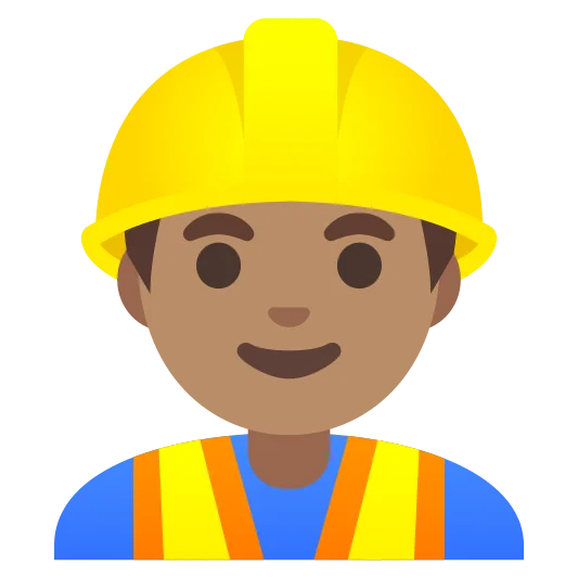 The man construction worker: medium skin tone emoji.